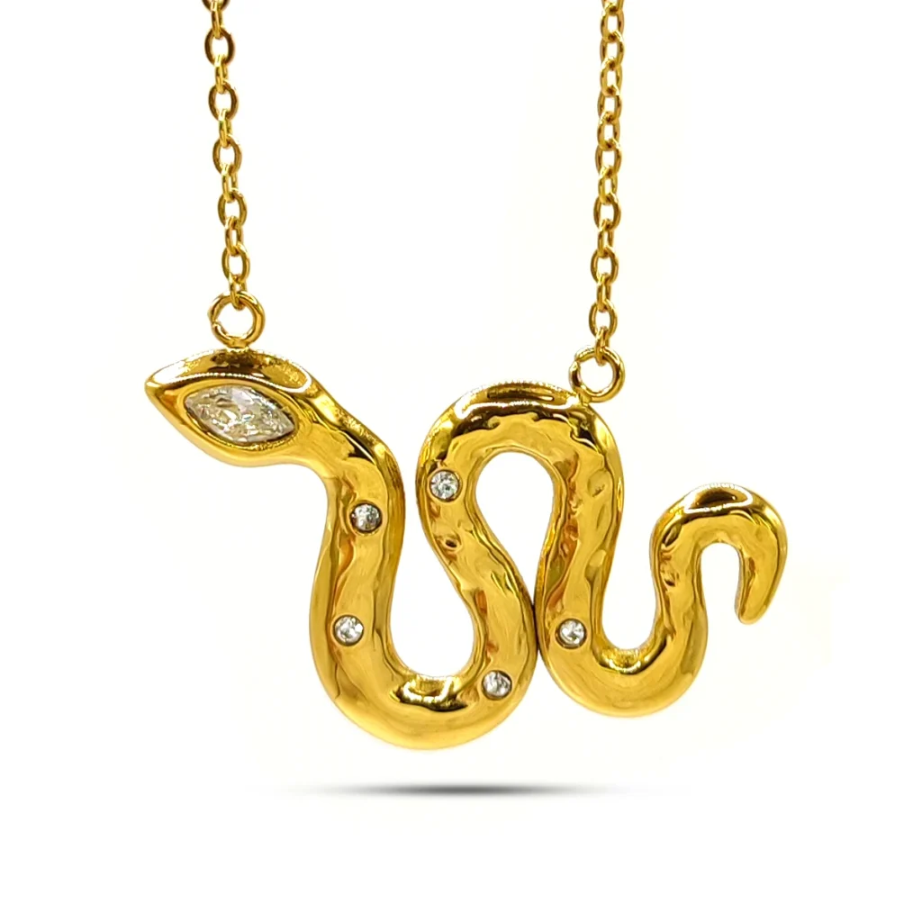 Collar Acero Dorado Serpiente Vibora Cristal Marquesa 2