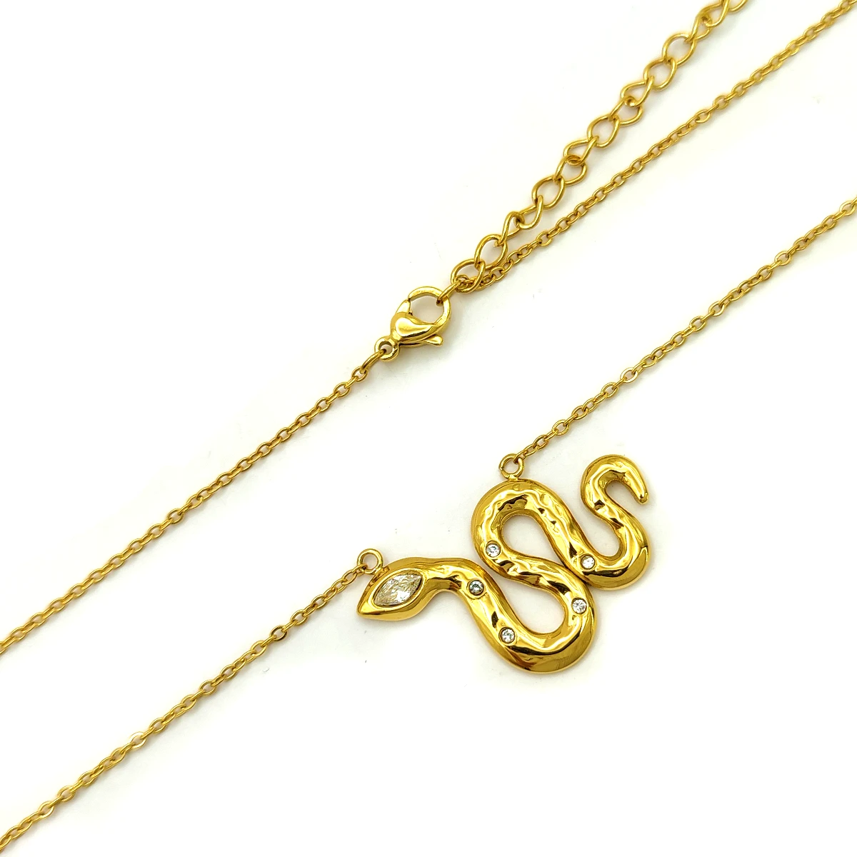 Collar Acero Dorado Serpiente Vibora Cristal Marquesa 3