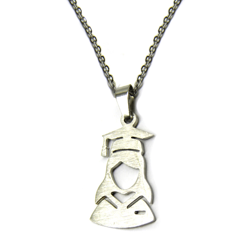 Collar Acero Graduacion Mujer Plateado5