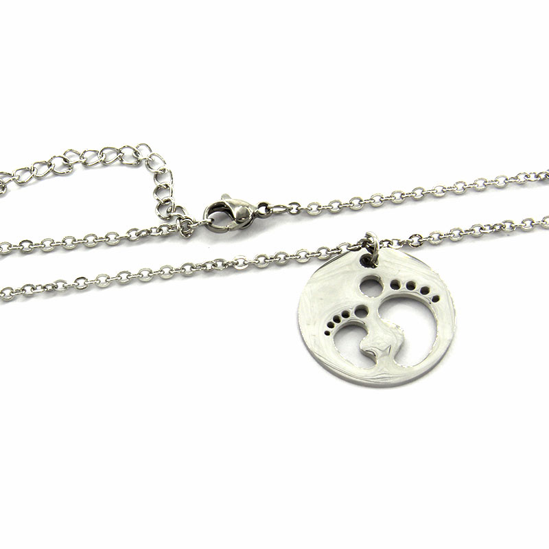 Collar Acero Inox Plateado Huellas Piecitos Bebe Lindo 2
