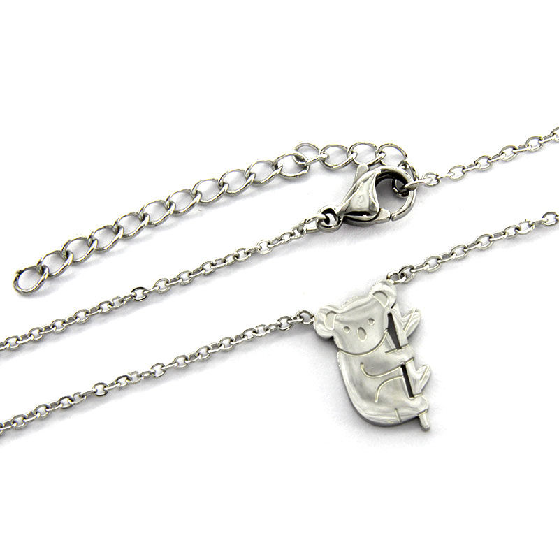 Collar Acero Inox Plateado Koala Animales Naturaleza 2