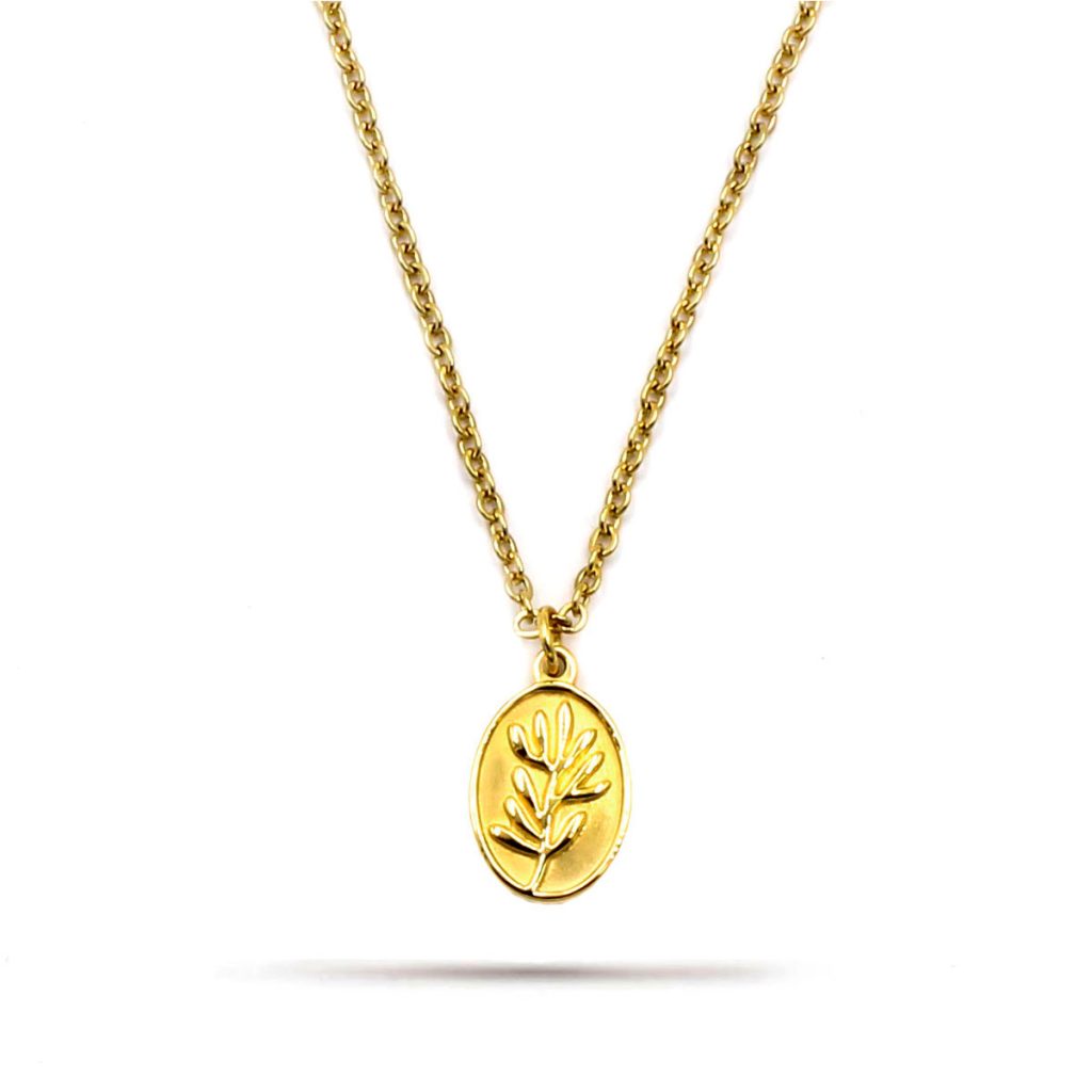 Collar Acero Inoxidable Dorado Planta Alga Marina