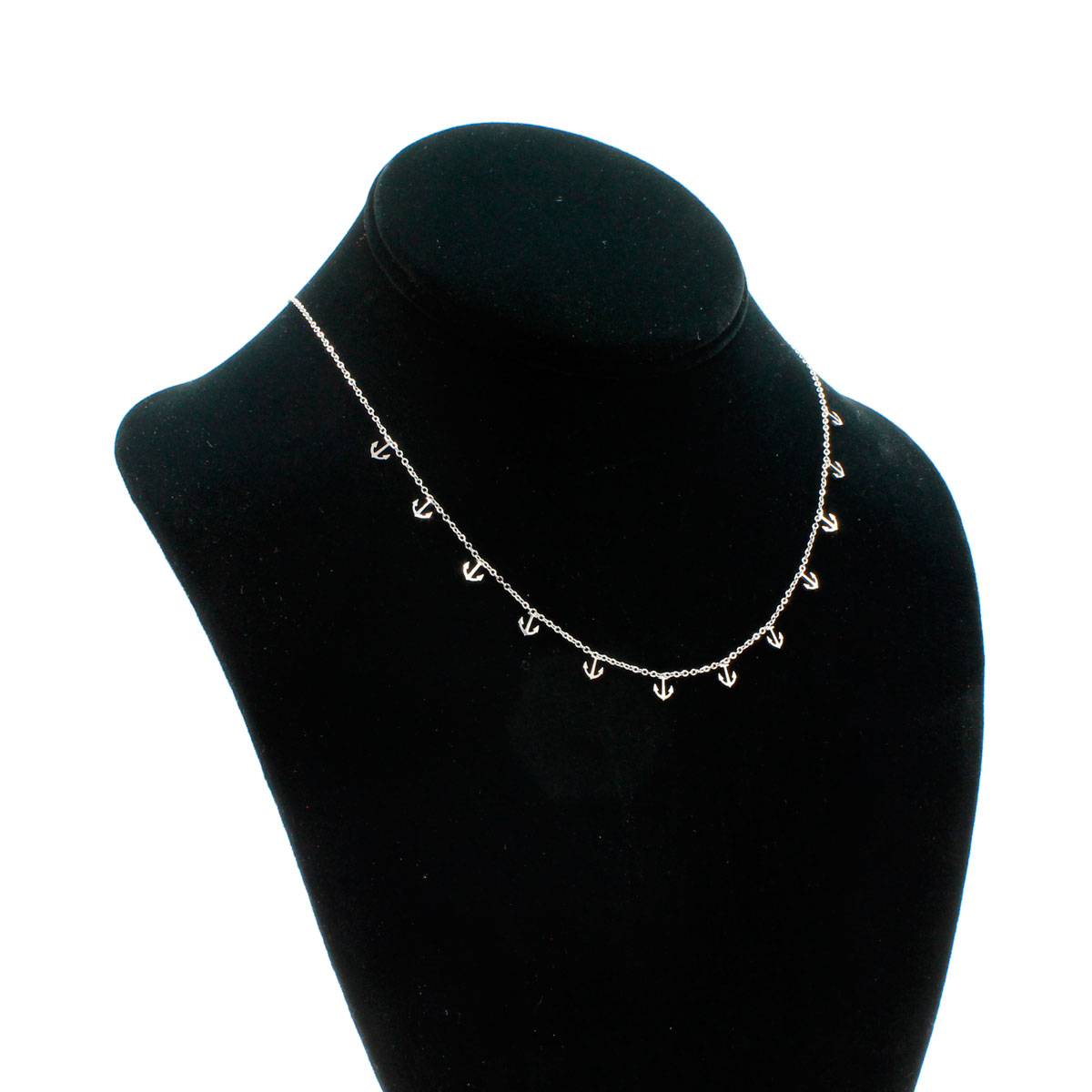 Collar Acero Inoxidable Plateado Anclas Lisas Clasicas 2