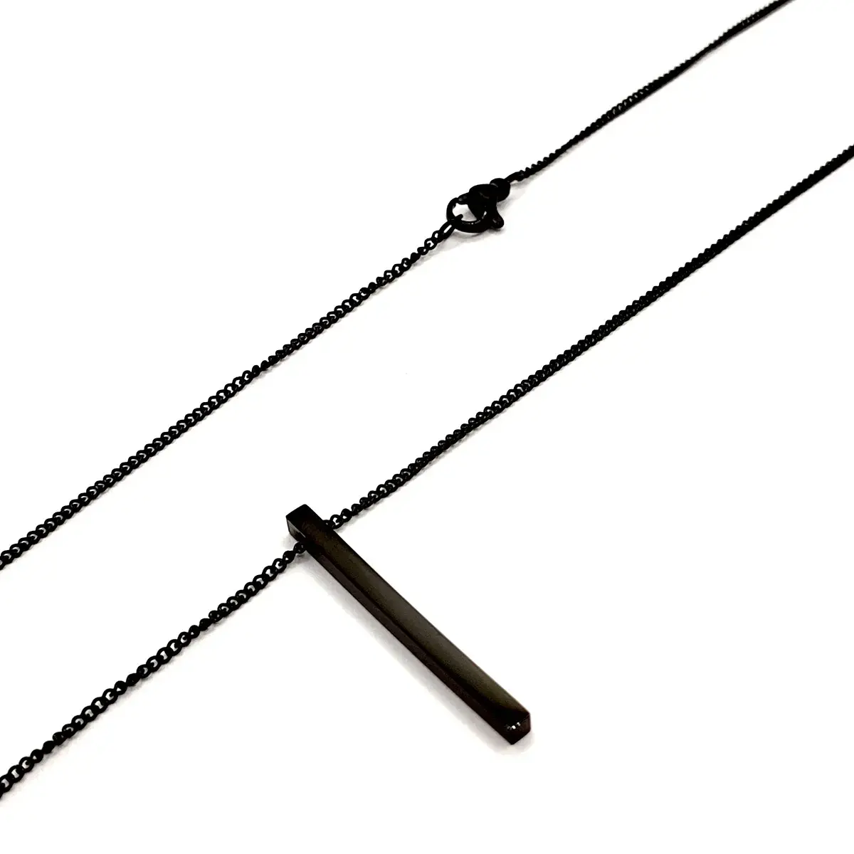 Collar Acero Negro Cadena Barbada Barra Rectangular 2