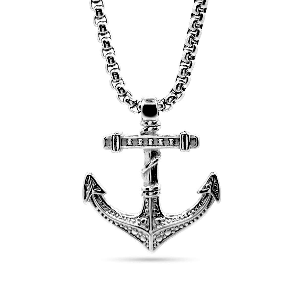Collar Acero Plateado Ancla Ancora 30 mm Hombre Marinero 1