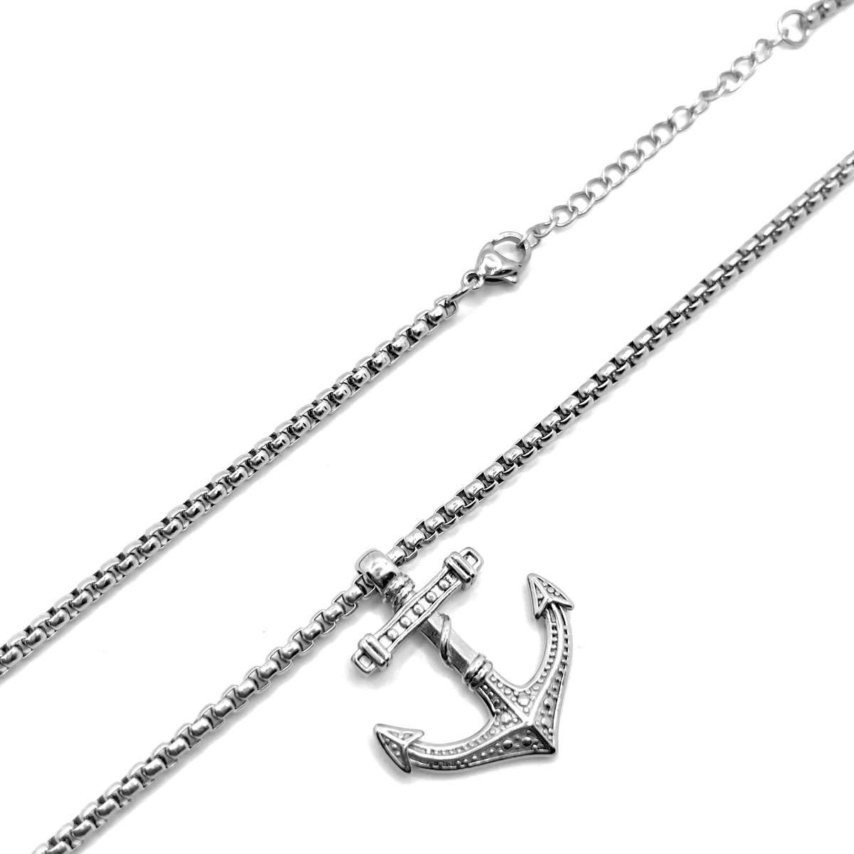 Collar Acero Plateado Ancla Ancora 30 mm Hombre Marinero 2