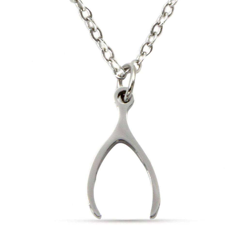 Collar Acero Plateado Huesito Buena Suerte Fortuna Deseo