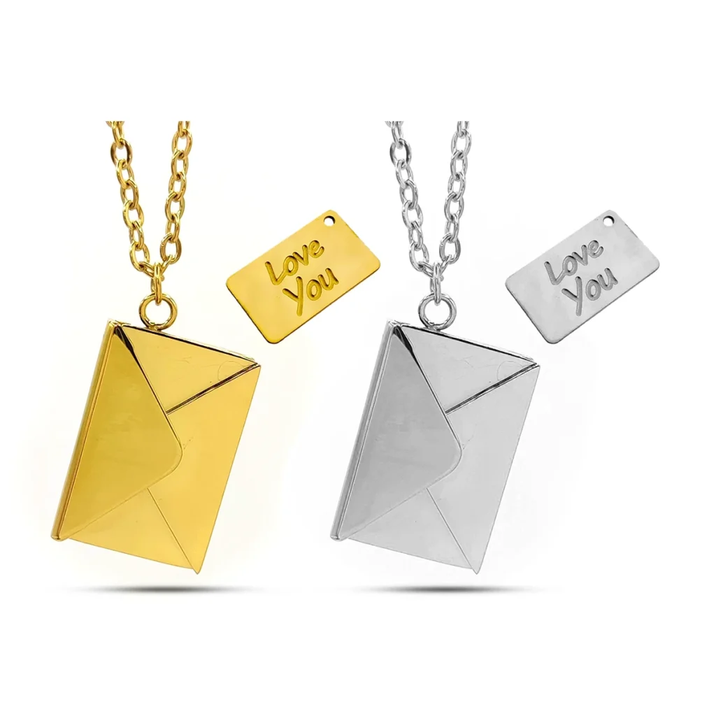 Collar Acero Sobre Carta Love You Para Grabado 11