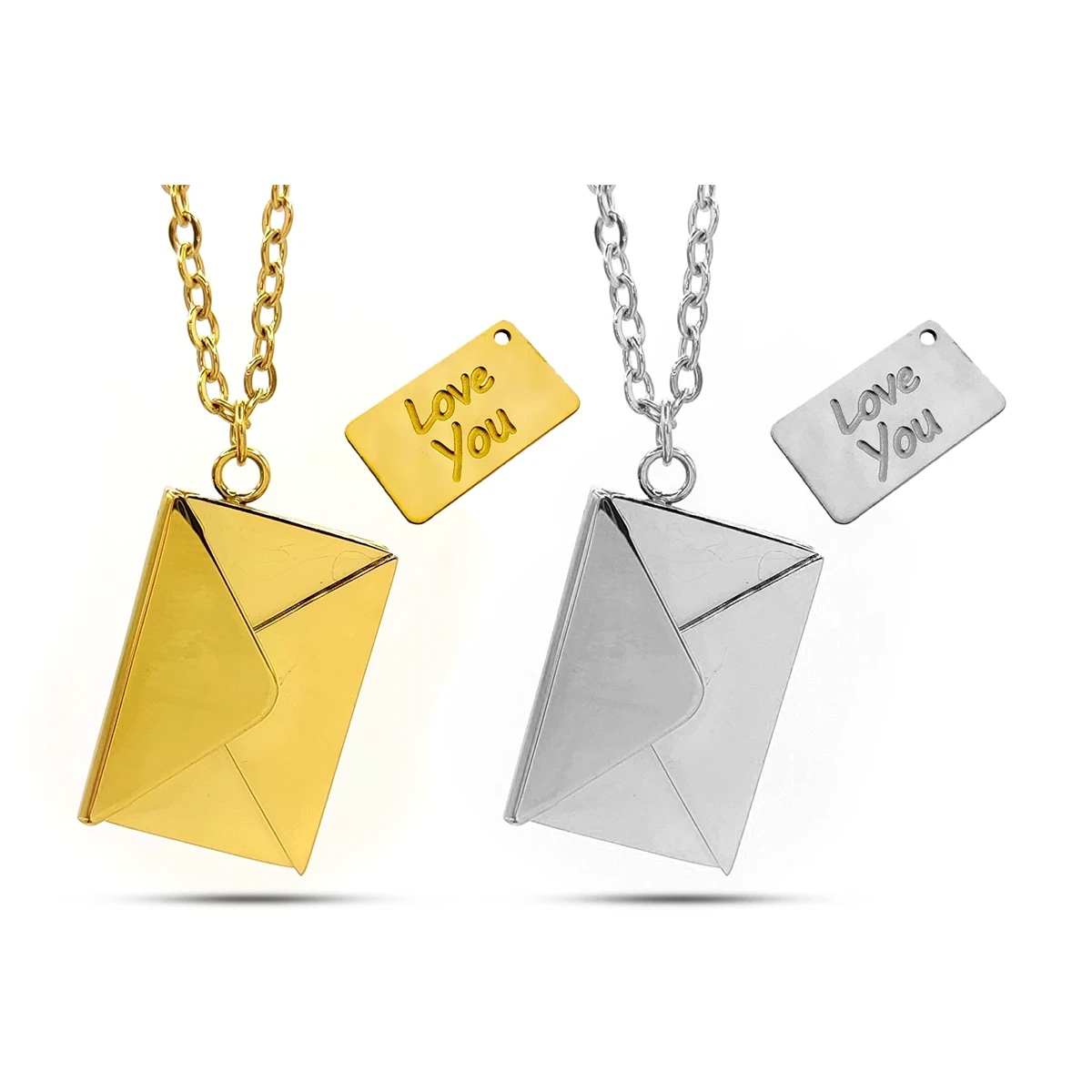 Collar Acero Sobre Carta Love You Para Grabado 11