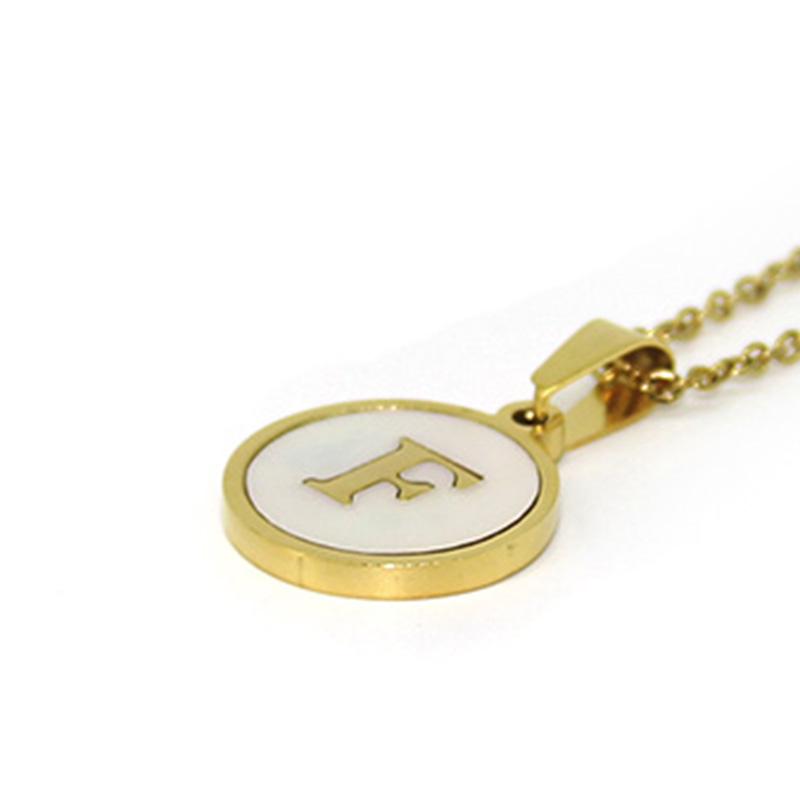 Collar Dije Madre Perla Letra F Dorado