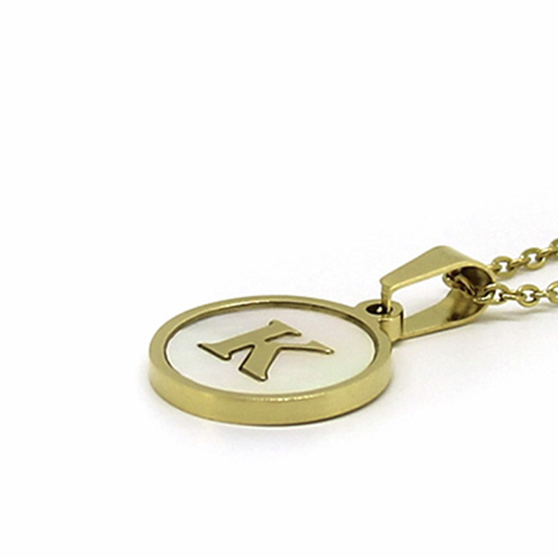 Collar Dije Madre Perla Letra K Dorado