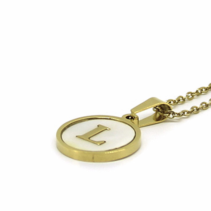 Collar Dije Madre Perla Letra L Dorado