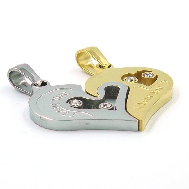 Dije Doble Diseño Corazon Partido Plata Dorado 5 Dije Doble Diseño Corazon Partido Plata Dorado - Image 3