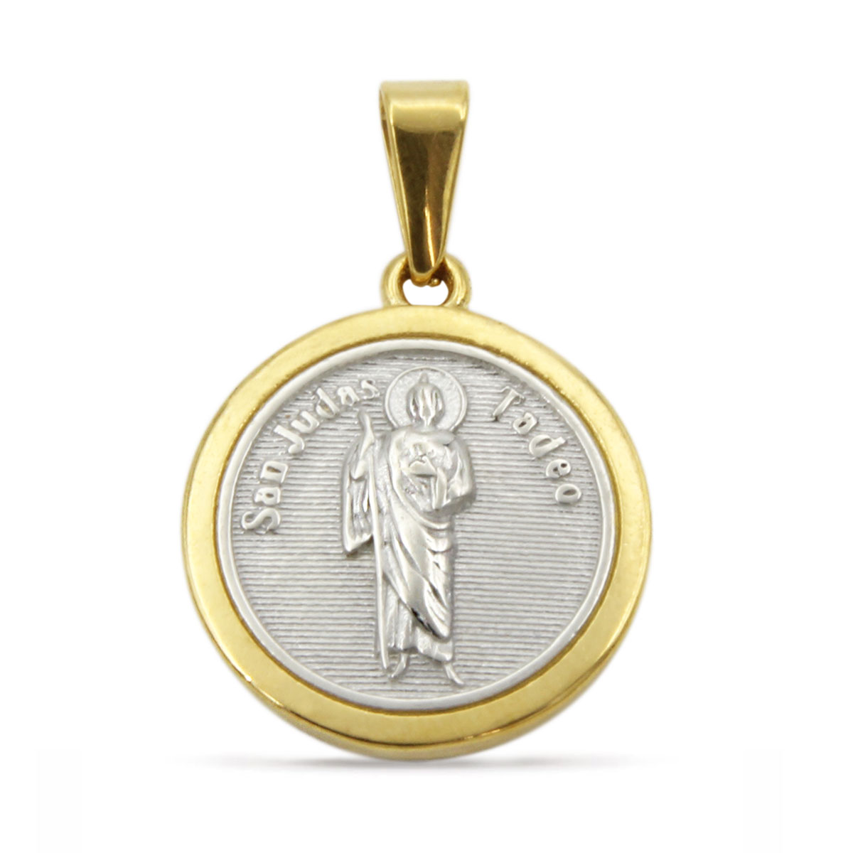 Dije Acero Bicolor Medalla San Judas Tadeo 20mm2