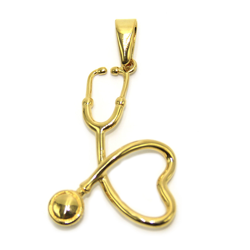 Dije Acero Dorado Estetoscopio Corazon Medico Doctor