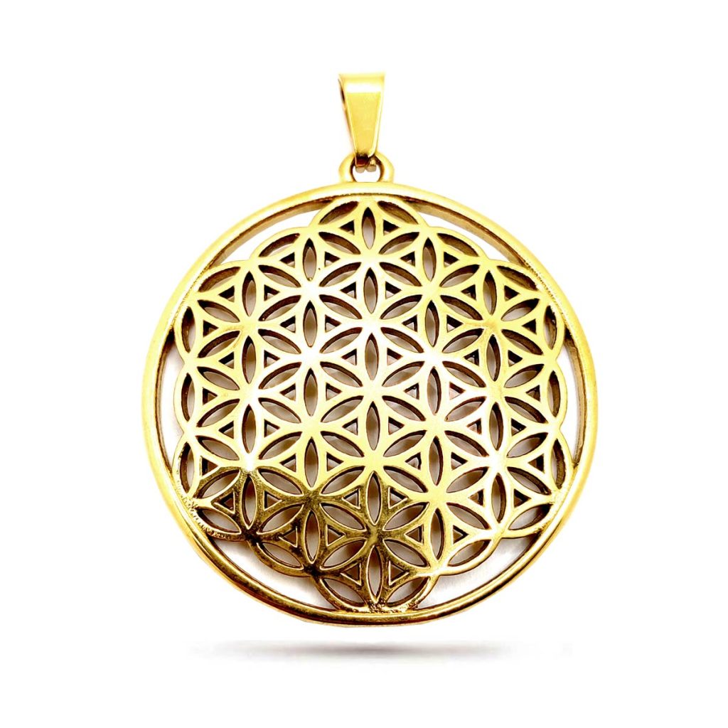 Dije Acero Dorado Flor de la vida Figura Sagrada Unidad