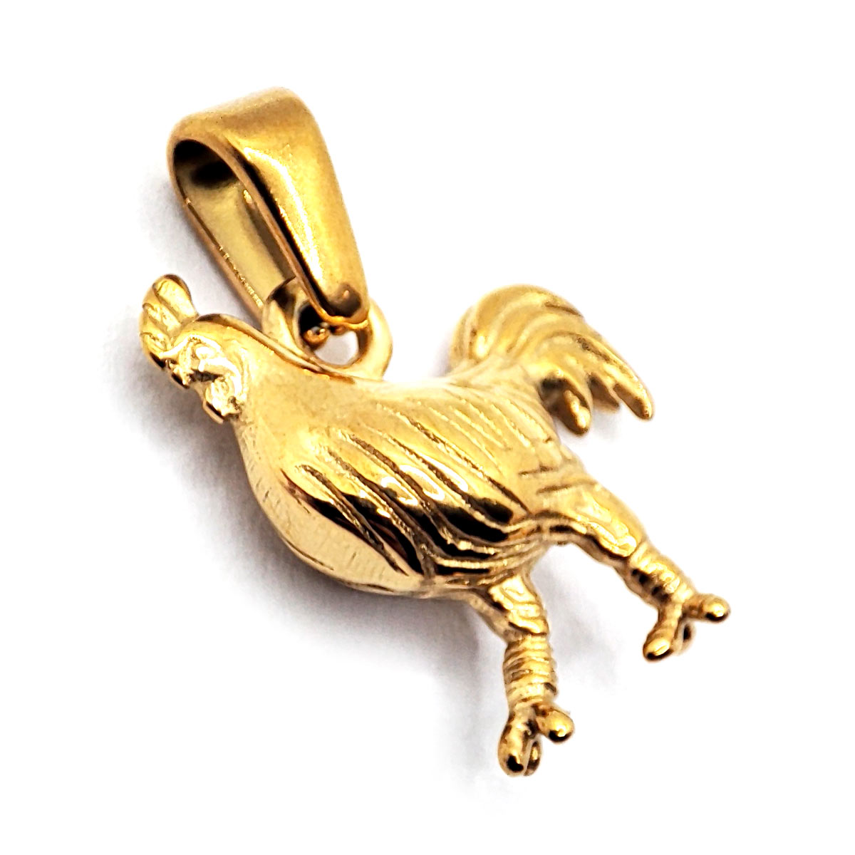 Dije Acero Dorado Gallo Granja Gallito Detallado 3D 15 mm 2