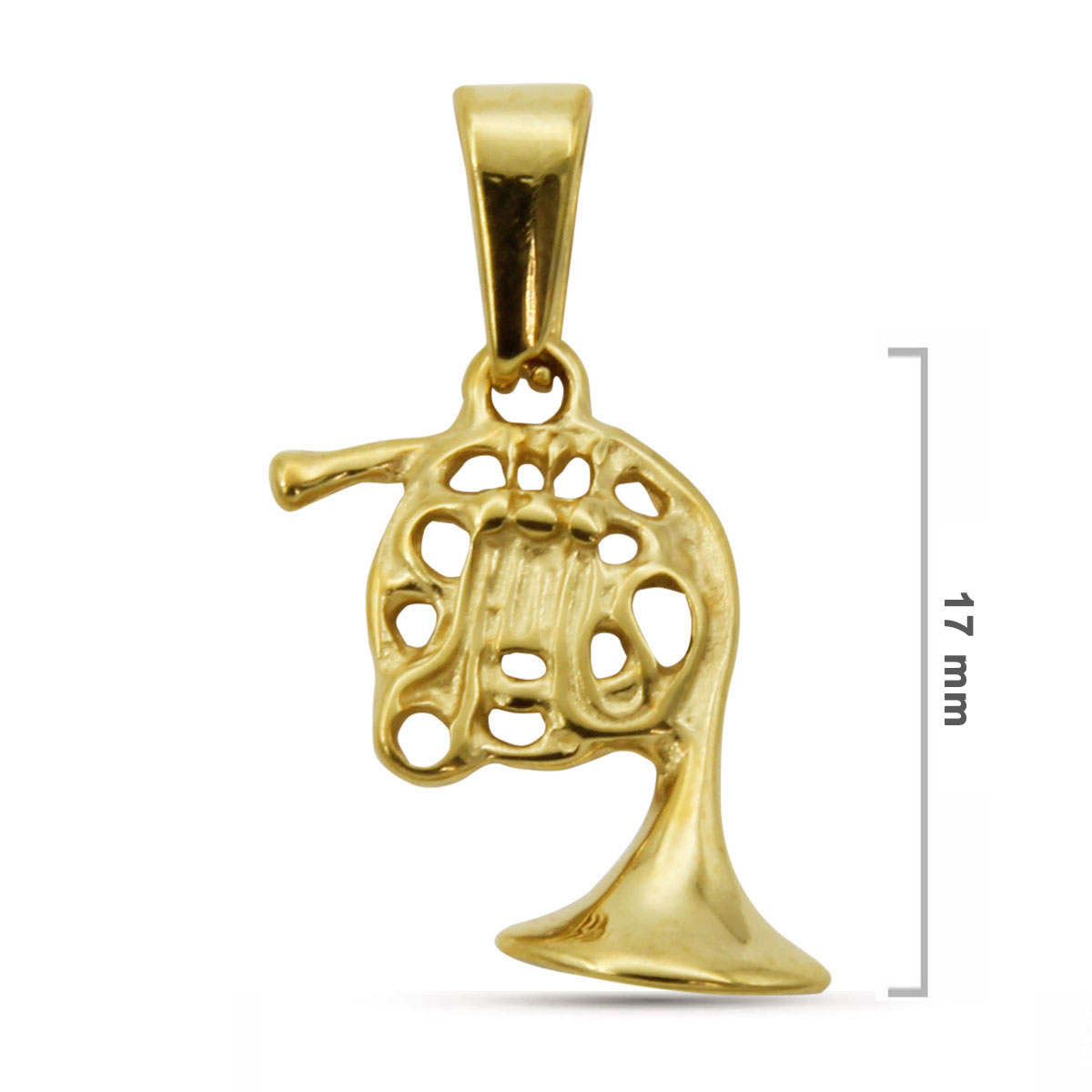 Dije Acero Dorado Instrumento Musical Trompa de Viento