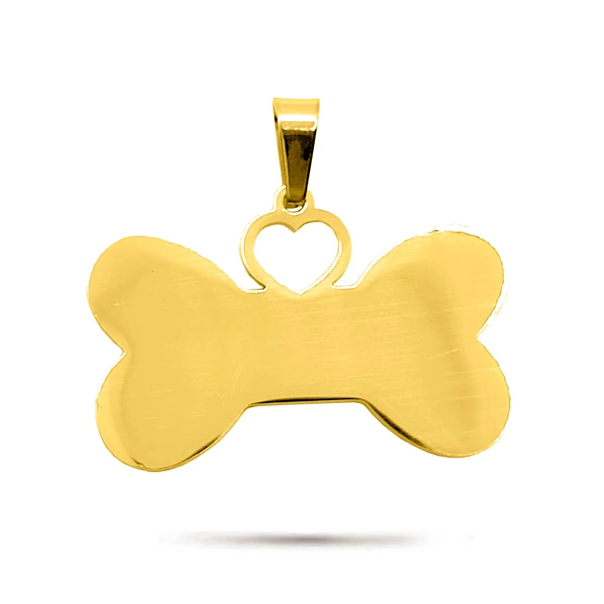 Dije Acero Dorado Placa Grabado Laser Hueso Corazon 1