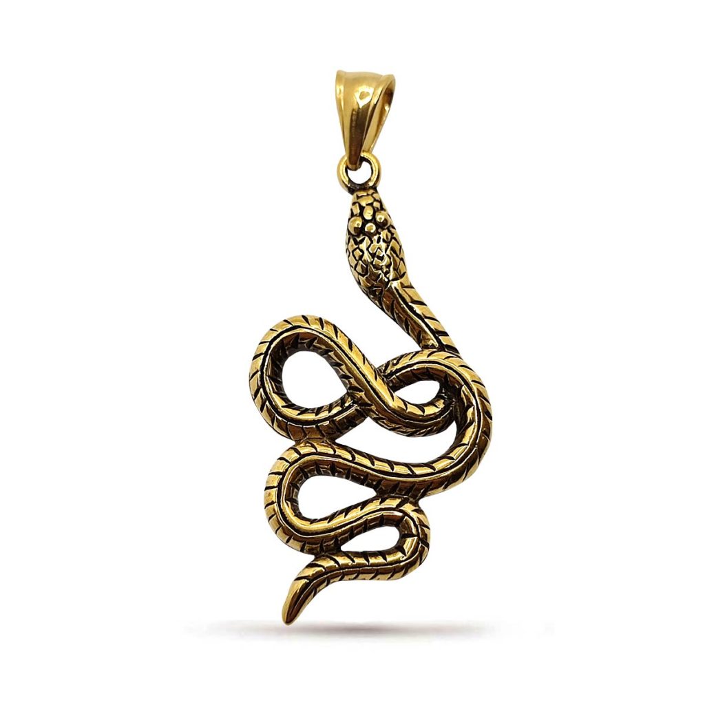 Dije Acero Dorado Serpiente Vibora Enroscada Renacimiento