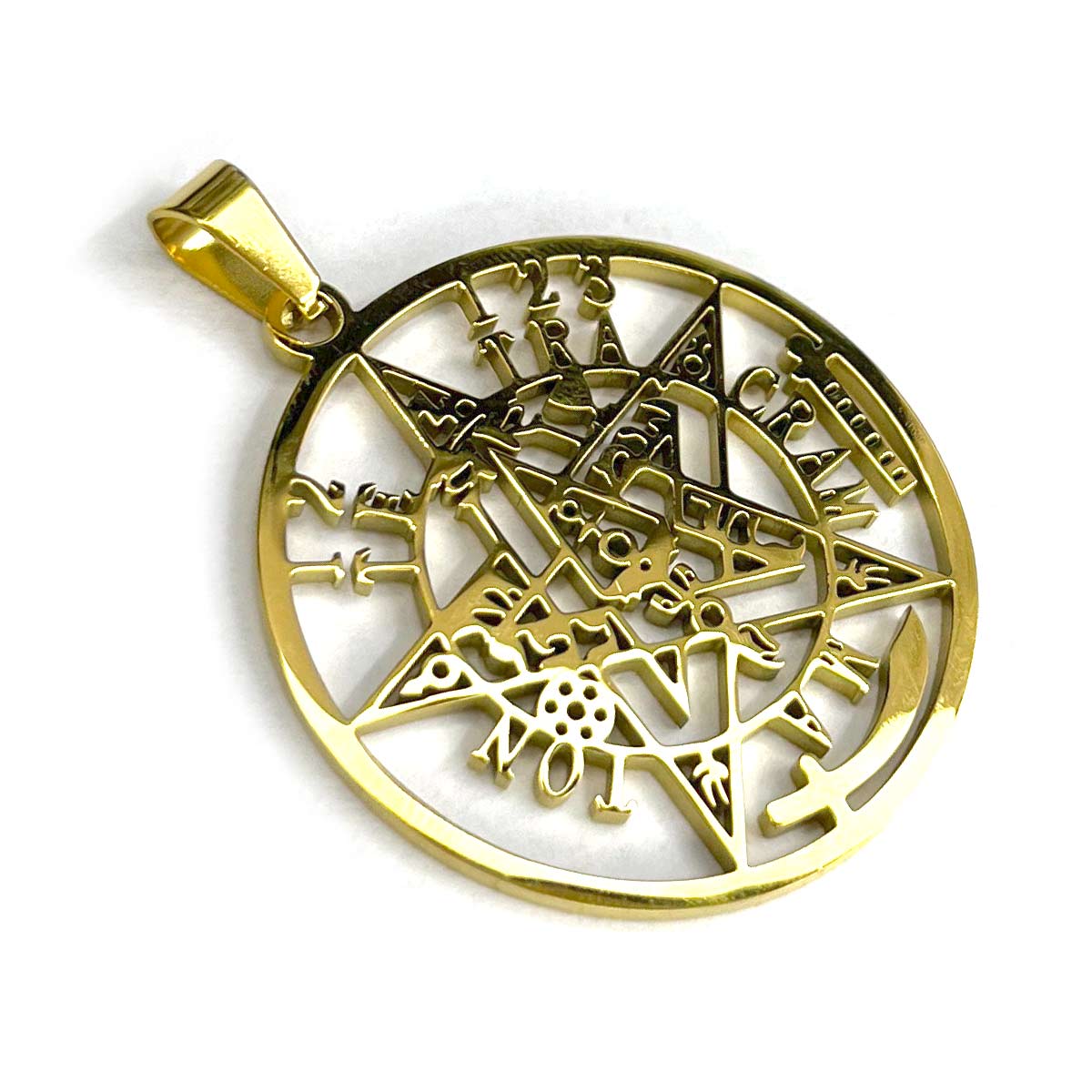 Dije Acero Dorado Tetragramaton Proteccion Sagrado 32 mm 2