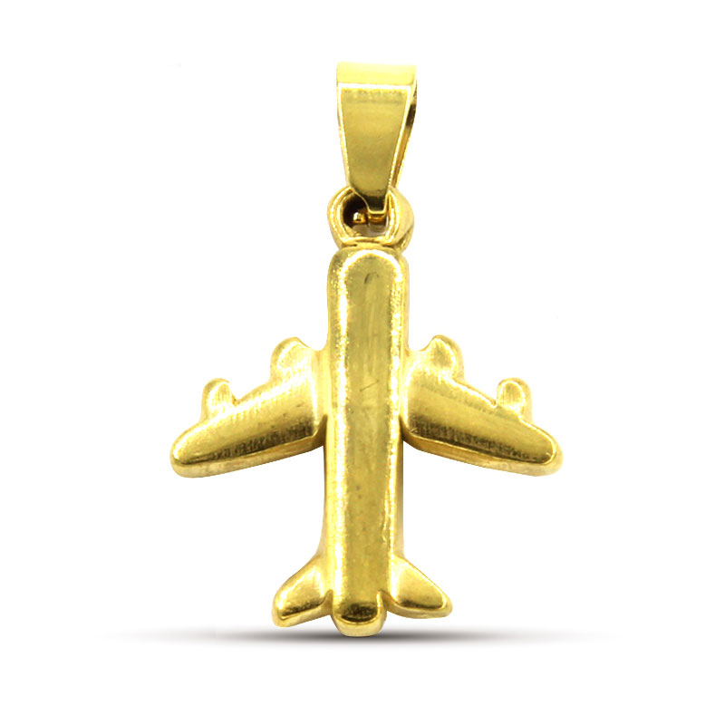 Dije Acero Inox Dorado Avion Viajes Sobrecargo 18Mm x 5Mm 1