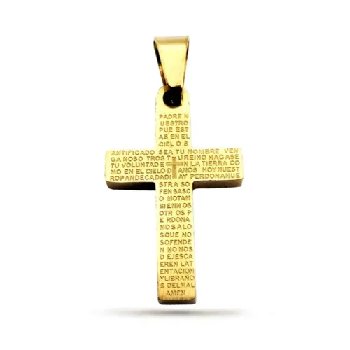 Dije-Acero-Inox-Dorado-Cruz-Grabada-Oracion-Padre-Nuestro.webp