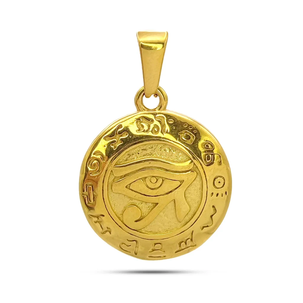 Dije Acero Inox Dorado Ojo de Horus Udyat Egipcio 2