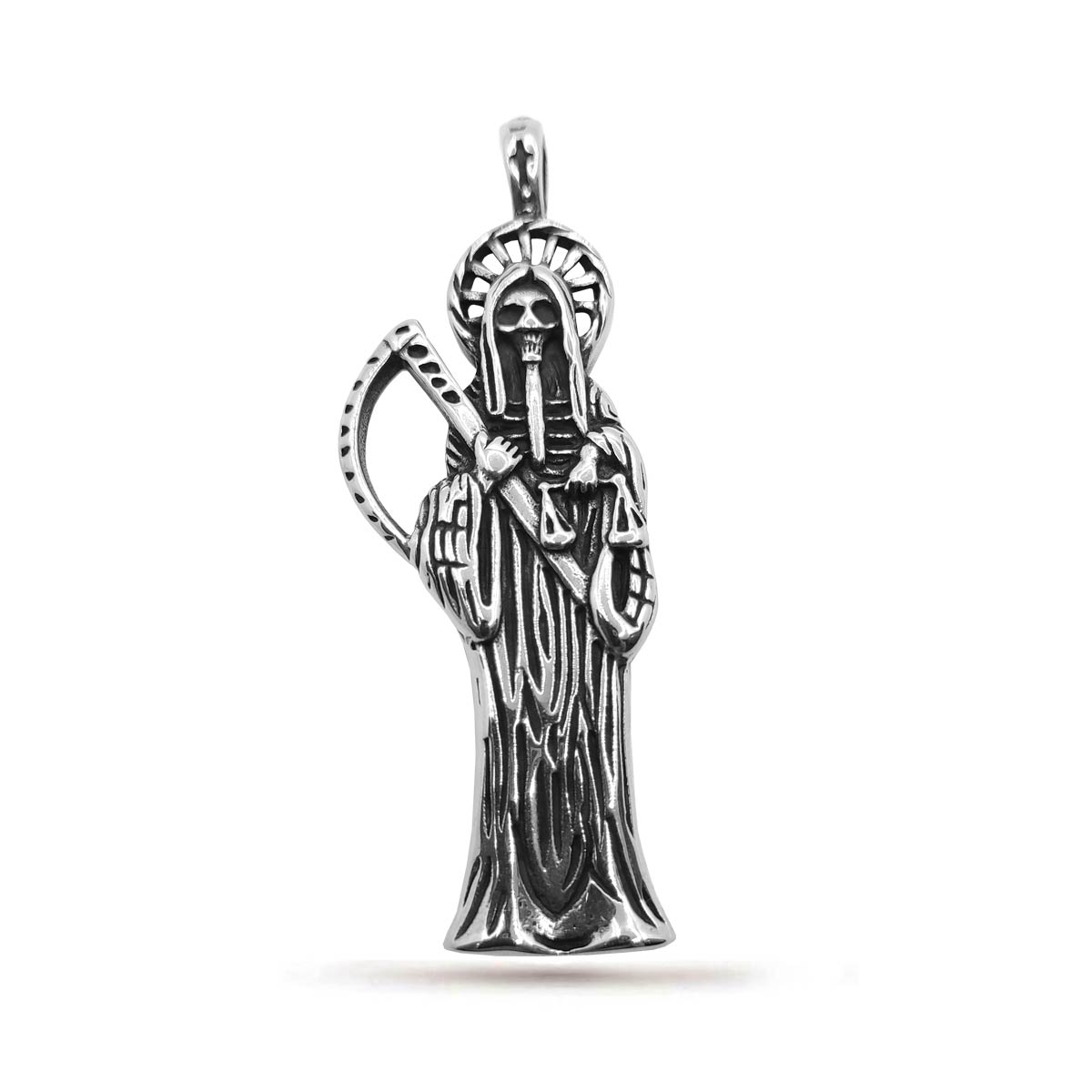 Dije Acero Inox Plateada Santa Muerte Religion 64 mm 1