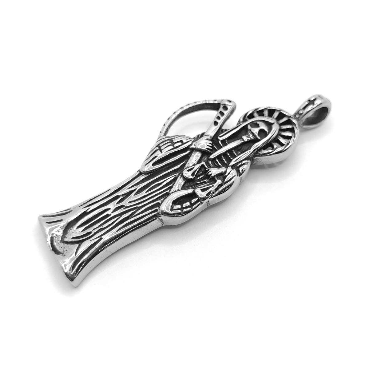 Dije Acero Inox Plateada Santa Muerte Religion 64 mm 2 1