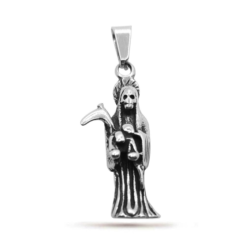 Dije Acero Inox Plateada Santa Muerte Religiosa