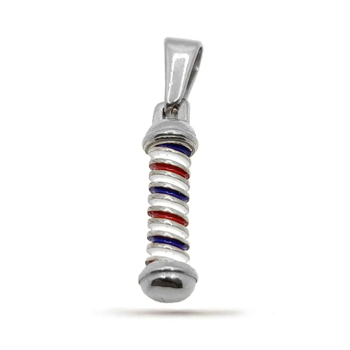 Dije Acero Inox Plateado Barbero Barra Tricolor Peluquero 1