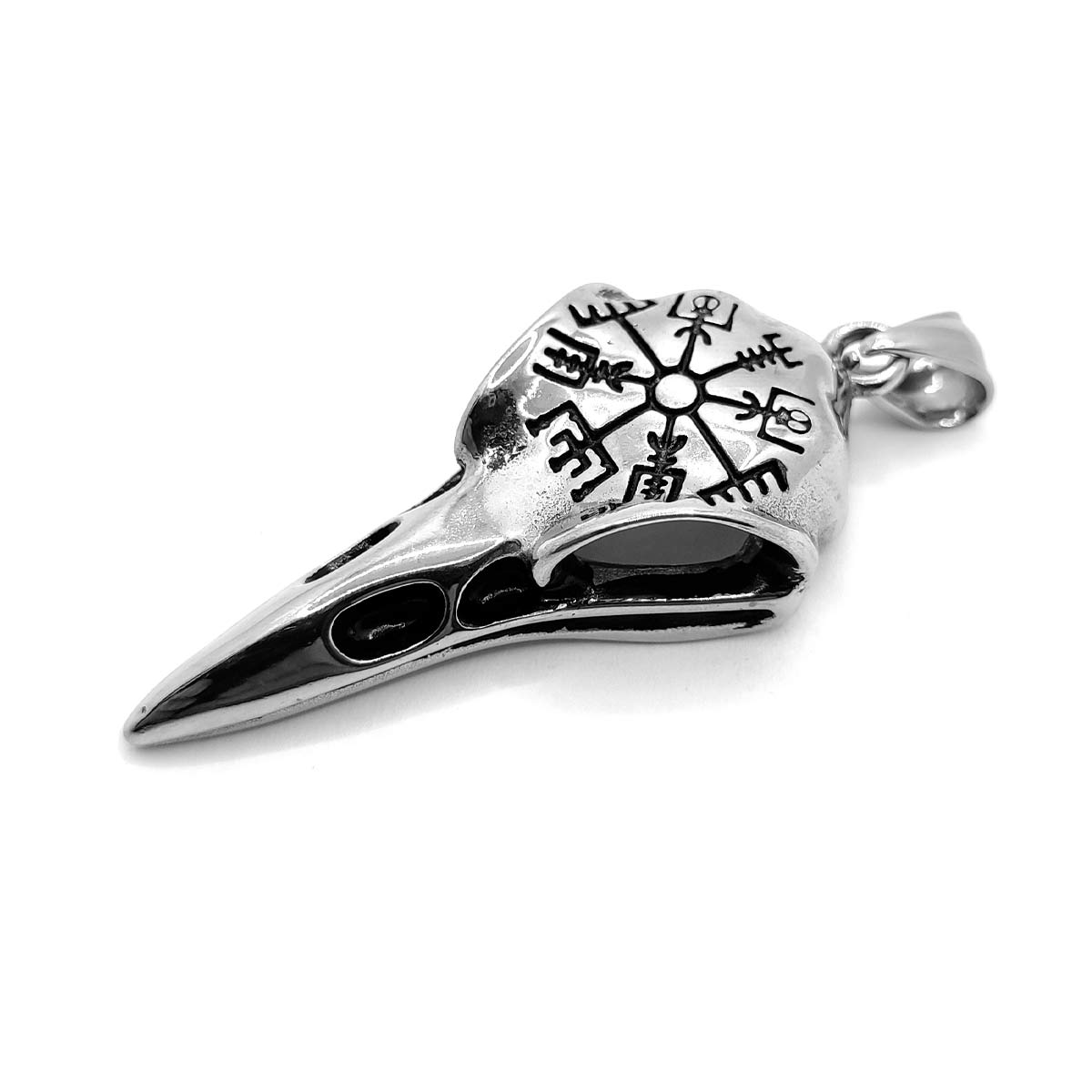 Dije Acero Inox Plateado Cabeza Cuervo Runas Nordicas 5 Dije Acero Inox Plateado Cabeza Cuervo Runas Nordicas - Image 3
