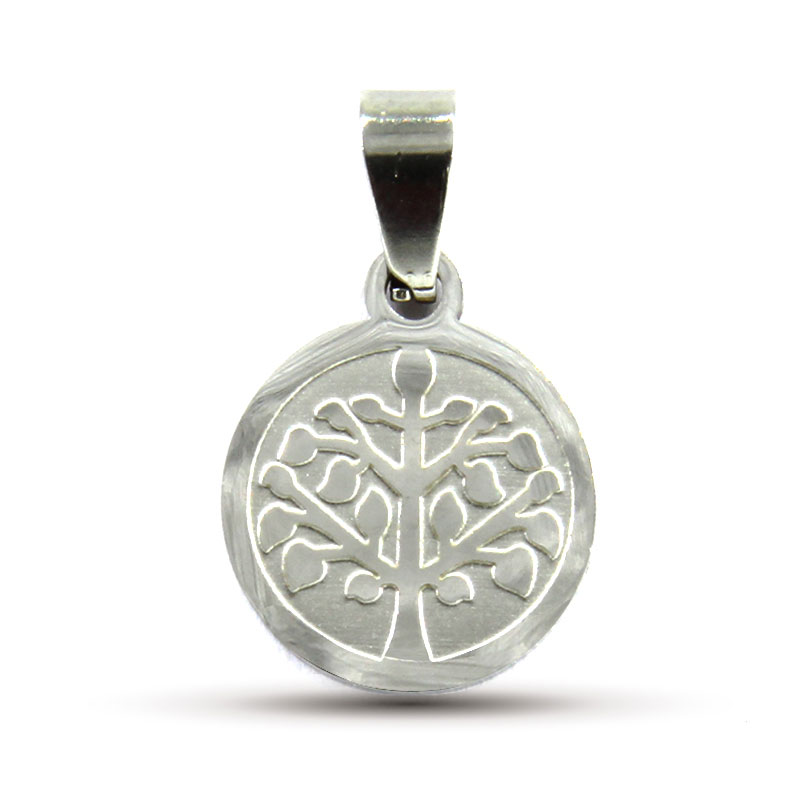 Dije Acero Inox Plateado Medalla Arbol Vida Sabiduria
