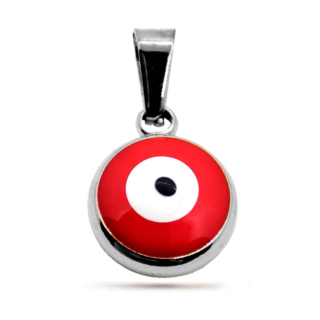 Dije Acero Inox Plateado Ojo Turco Nazar Rojo Proteccion