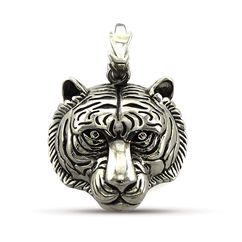 Dije Acero Inox Plateado Tigre Bengala Fuerza Protectora