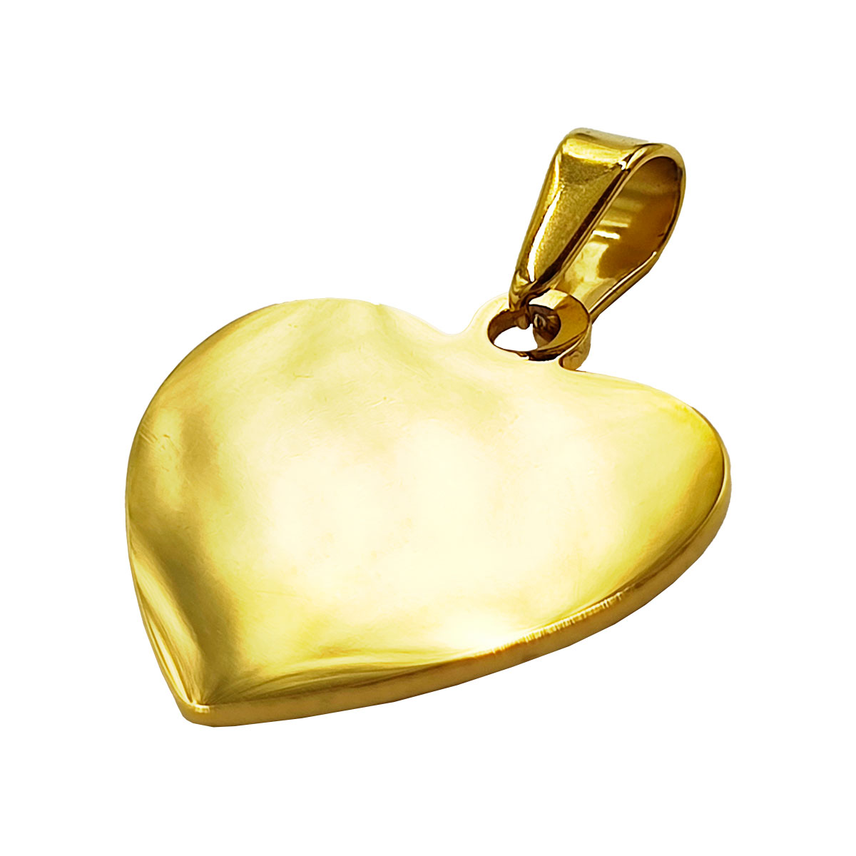 Dije Acero Inoxidable Dorado Corazon Liso Placa 25 mm 2