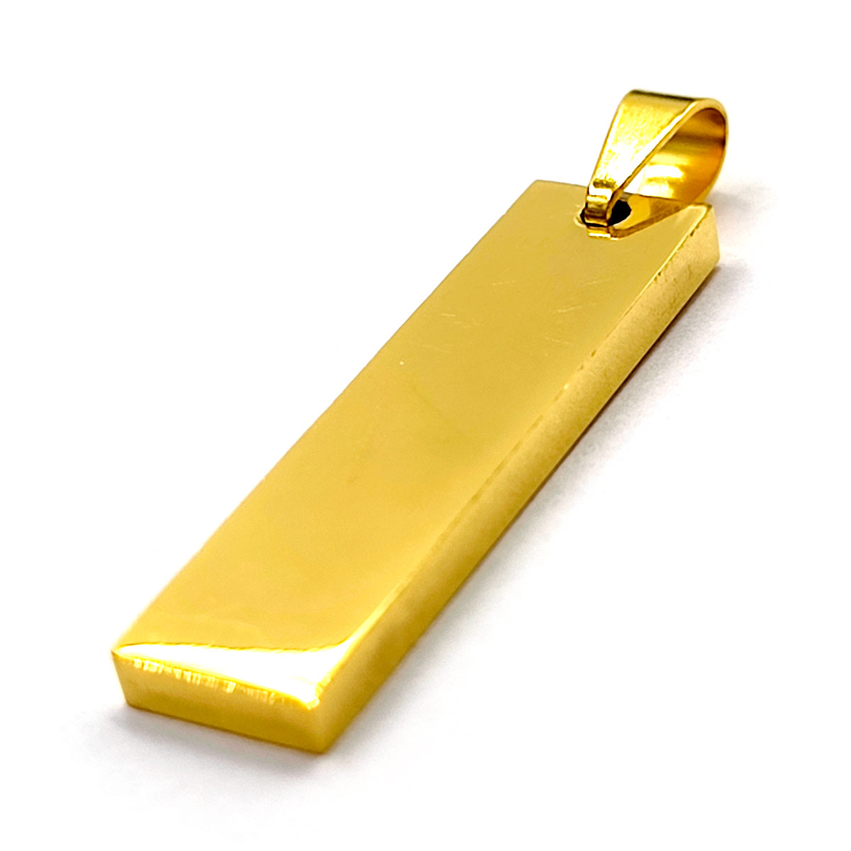 Dije Acero Inoxidable Dorado Placa Lisa Simple 30 mm 2