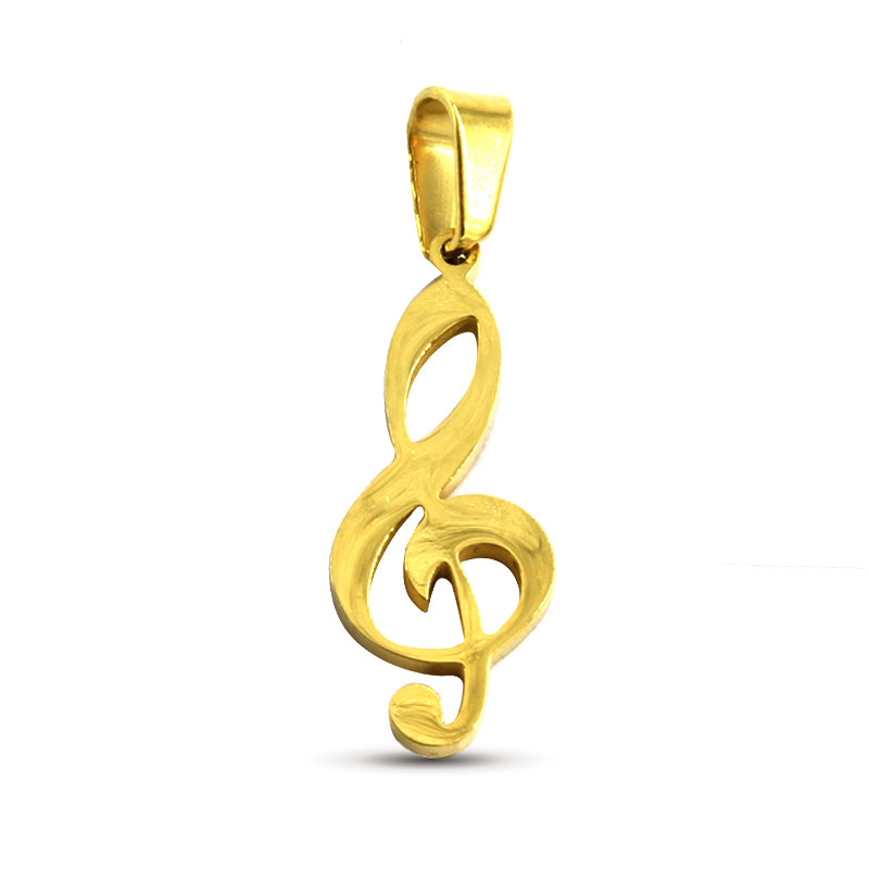Dije Acero Inoxidable Dorado Quinta Nota Musical Sol