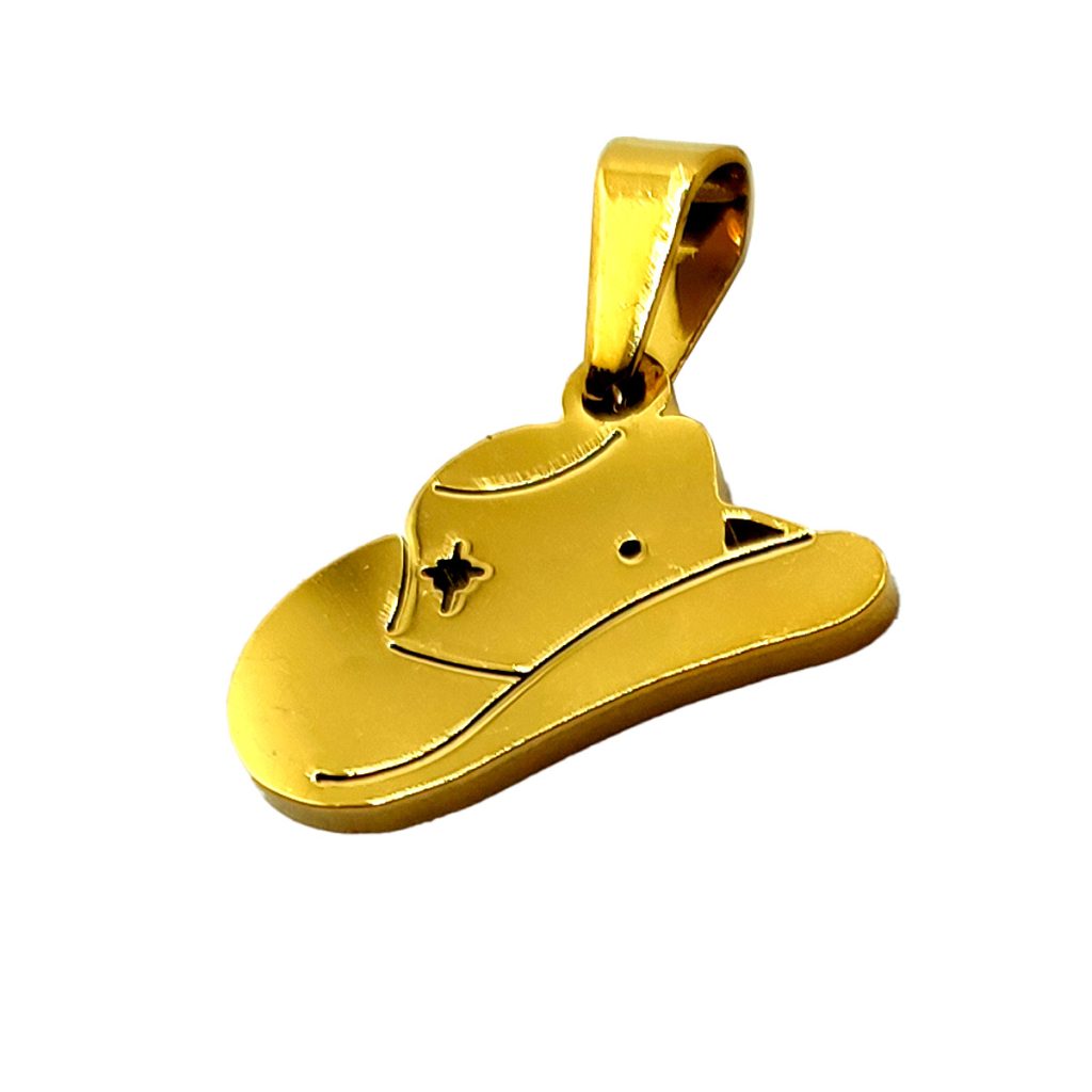 Dije Acero Inoxidable Dorado Sombrero Vaquero Texana
