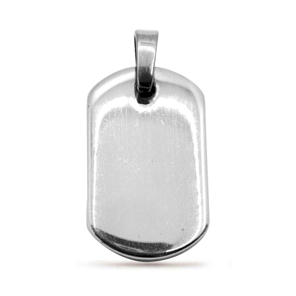 Dije Acero Inoxidable Plata Mini Placa Lisa Simple 19 mm