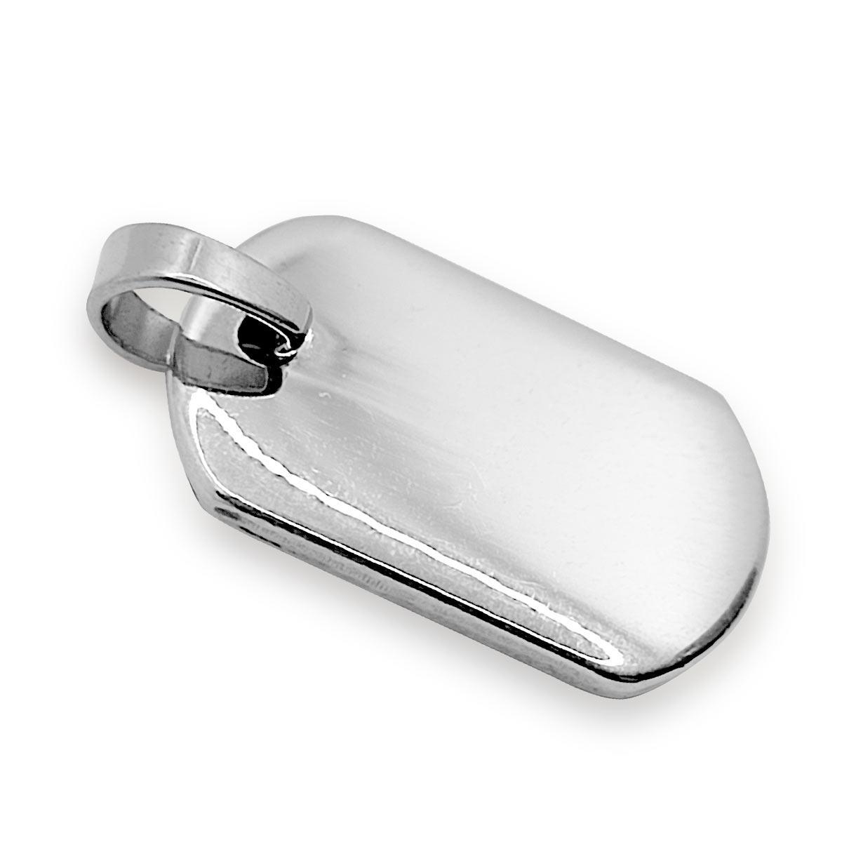Dije Acero Inoxidable Plata Mini Placa Lisa Simple 19 mm 2