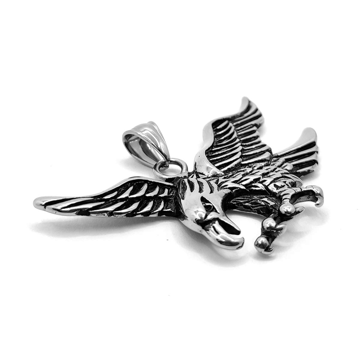 Dije Acero Inoxidable Plateado Aguila Cazadora Ave Mexico 2