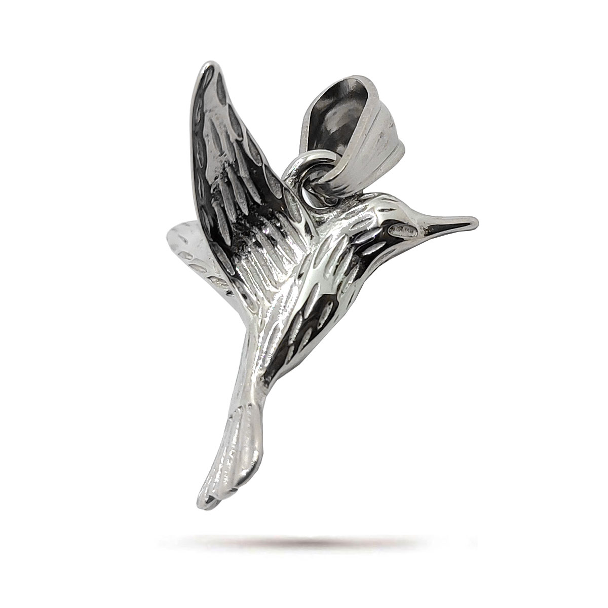 Dije Acero Inoxidable Plateado Colibri Ave Buena Suerte