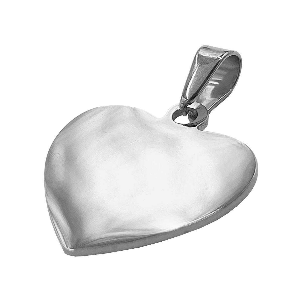 Dije Acero Inoxidable Plateado Corazon Liso Placa 25 mm 2