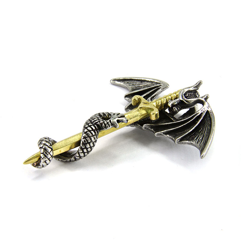 Dije Acero Inoxidable Plateado Dragon Medieval Espada 2