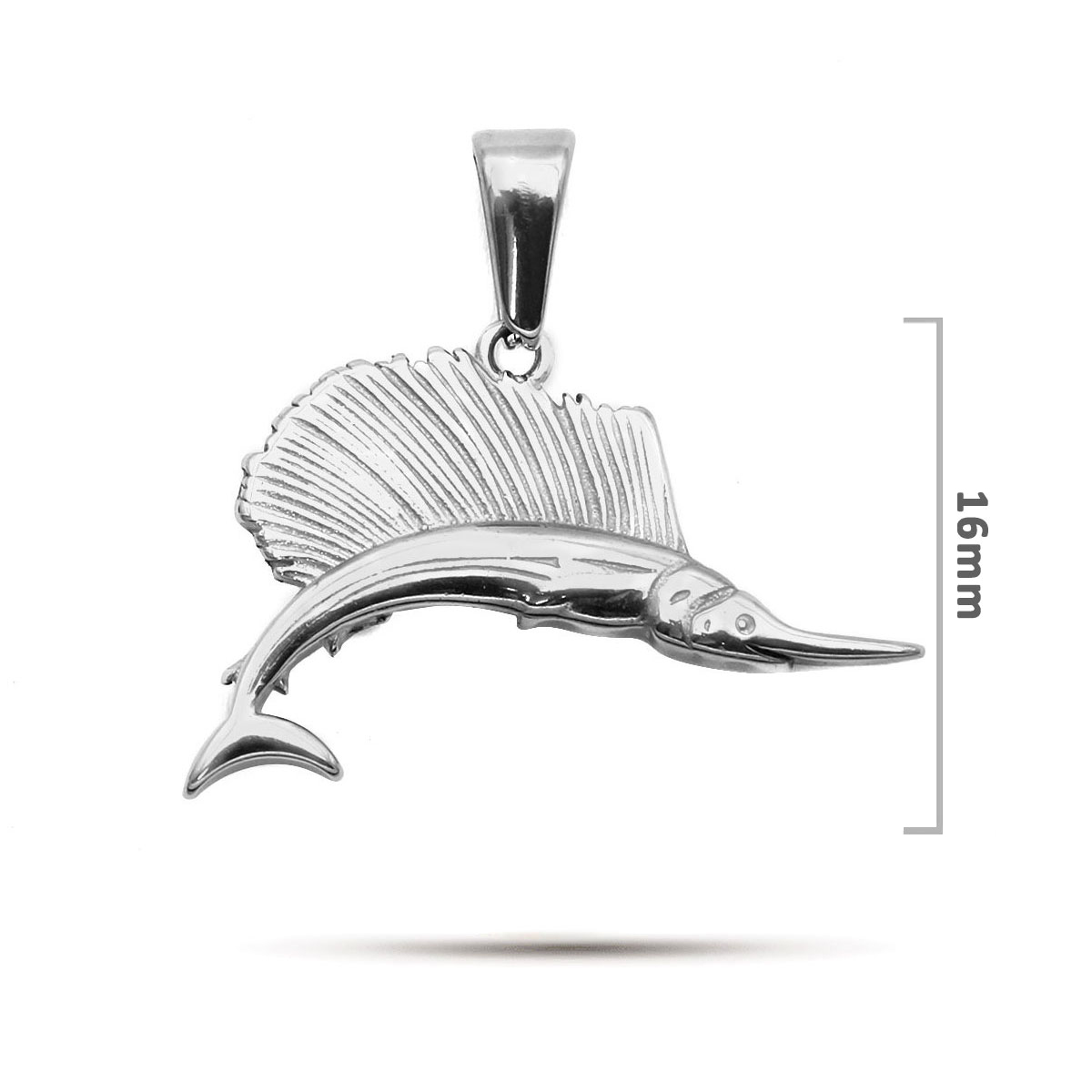 Dije Acero Inoxidable Plateado Pez Vela Veloz 16mm 2