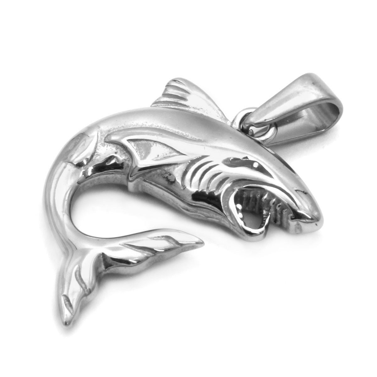 Dije Acero Inoxidable Plateado Tiburon Boca Abierta 22mm 5 Dije Acero Inoxidable Plateado Tiburon Boca Abierta 22mm - Image 3