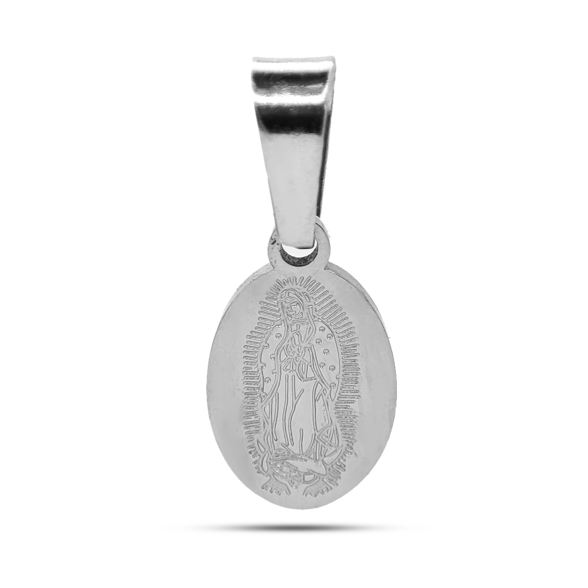 Dije Acero Mini Medalla Oval Virgen de Guadalupe 12 mm 5