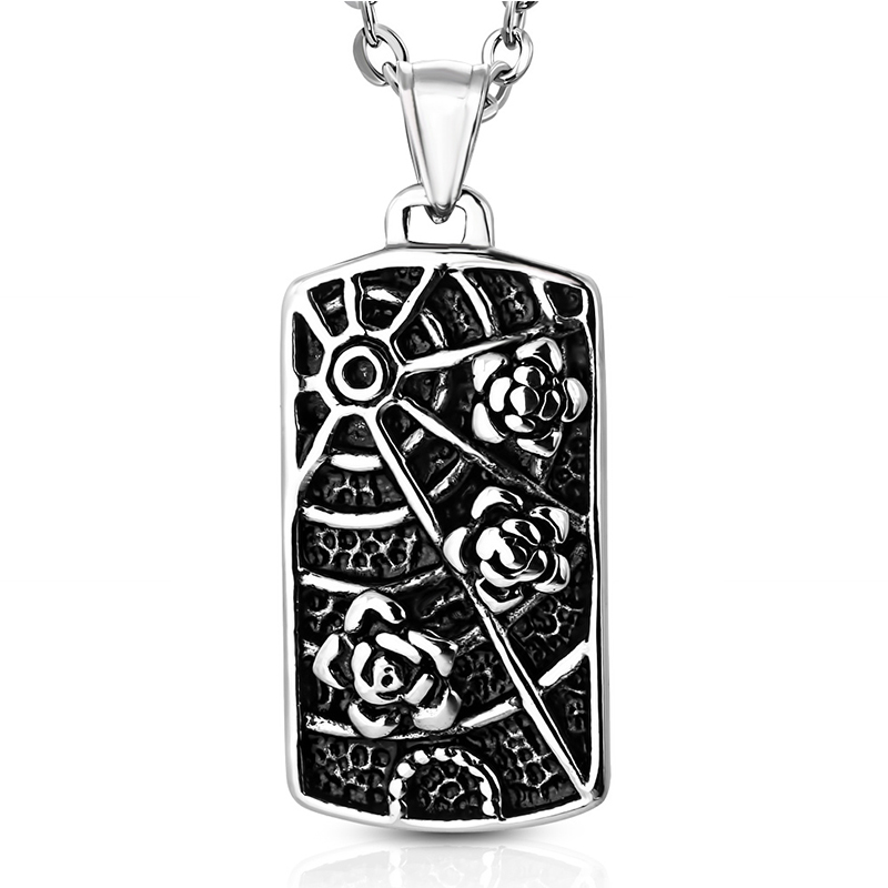 Dije Acero Motociclista Chopper Placa Telarana Rosas